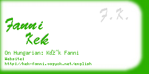 fanni kek business card